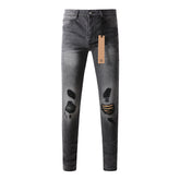 Purple Jeans Urban Gray Ripped Jeans with Bold Black Graffiti Accents 3003