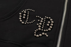 Chrome-Hearts Rhinestone Cross Hoodie - Black Gothic Streetwear Sweatshirt 2633