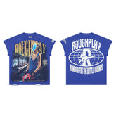 Roughplay Masked Skeleton Graffiti Subway Double‑Sided Distressed Tee