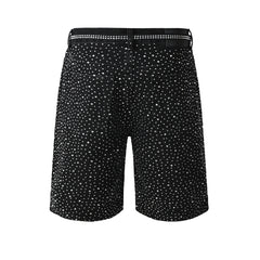 Purple Jeans Mens Black Denim Shorts with Allover Rhinestone Embellishments and Sparkling Party Street Style 5095