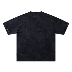 BKYS Angel Devil Kids Star Rhinestone Black Washed Oversized Graphic T-Shirt