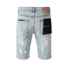 Purple Jeans New Jeans Men Personality Fashion Splash-Ink Vintage Jean Shorts 5006