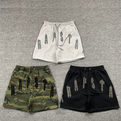 Trapstar Towel Embroidered Letter Shorts Green camouflage