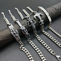 Chrome Hearts Silver Cuban chain curved bracelet