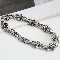 Chrome Hearts 925 Sterling silver Vitange Gothic fleur-de-lis Crown bracelet