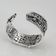 Chrome Hearts Silver Cemetery cross open bracelet
