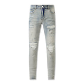 Purple Jeans Vintage Washed Distressed Jeans with a Classic Ripped Design 8601