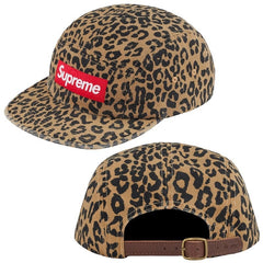 Supreme Leopard Print Leather Strap Camp Cap - Leopard