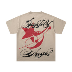 SAINT RECKLESS Blindfold Cupid Khaki Oversized Tee