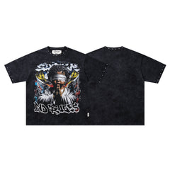 BKYS Praying Angel Rhinestone Black Oversized Graphic T-Shirt