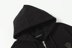 Chrome-Hearts Rhinestone Cross Hoodie - Black Gothic Streetwear Sweatshirt 2633
