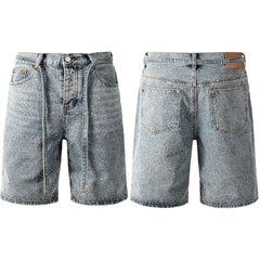 Purple Jeans Mens Light Blue Denim Shorts with Sparkling Rhinestones Stylish Summer Streetwear Look 5096