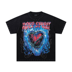 SUPPLY Dragon Heart Graphic Oversized Black T-Shirt