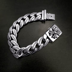 Chrome Hearts Retro Plus Cross Box ID Classica chain Bracelet 925 Sterling silver