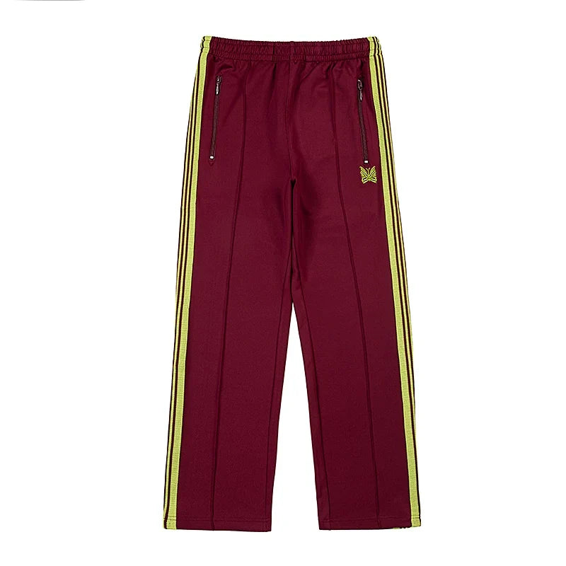 Needles Zebra Stripe Side Tape Track Pants Burgundy Yellow