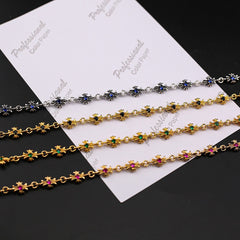 Chrome Hearts cross diamond 24k gold plated bracelet