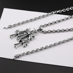 Chrome Hearts vintage diamond-studded three-cross bold letter chain