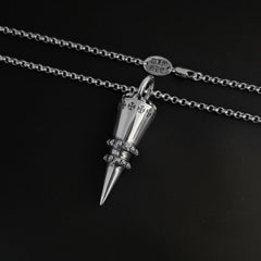 Chrome Hearts distressed cross rivet bullet pendant