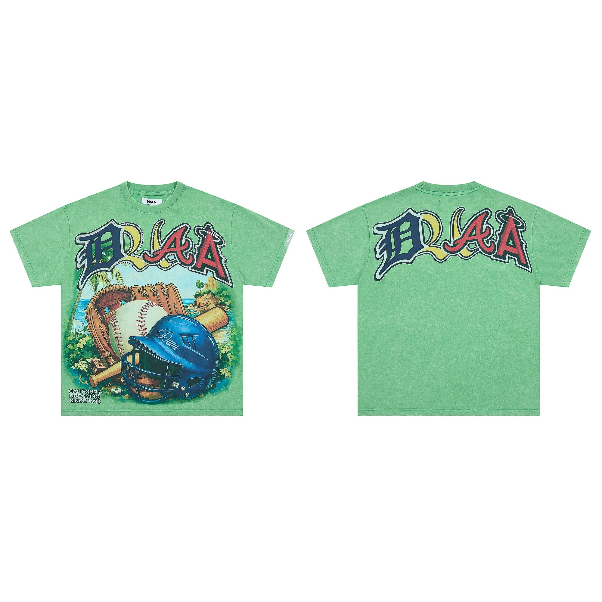 DUAA Tropical Baseball Retro Green Vintage Graphic Tee